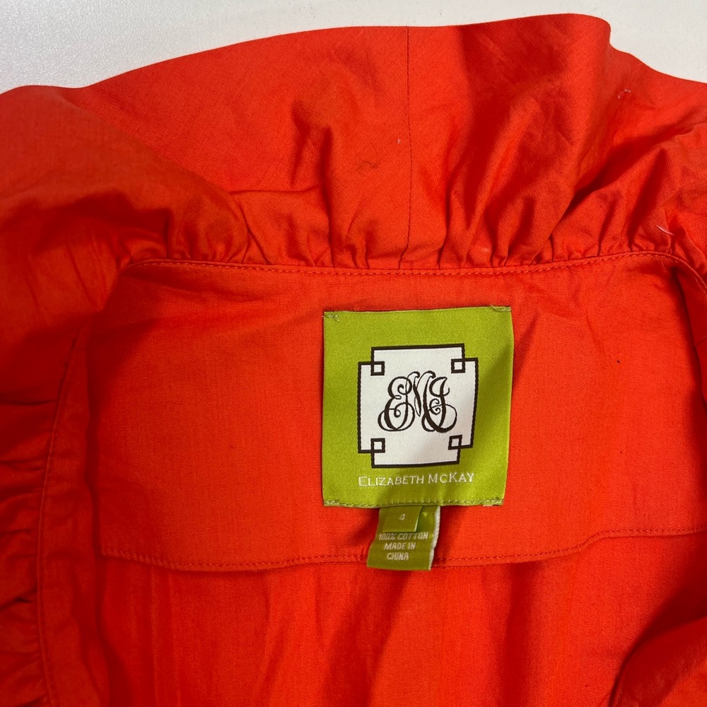 Elizabeth McKay Scotland Ruffled Wrap Dress Size 4 Orange - Picture 5 of 11